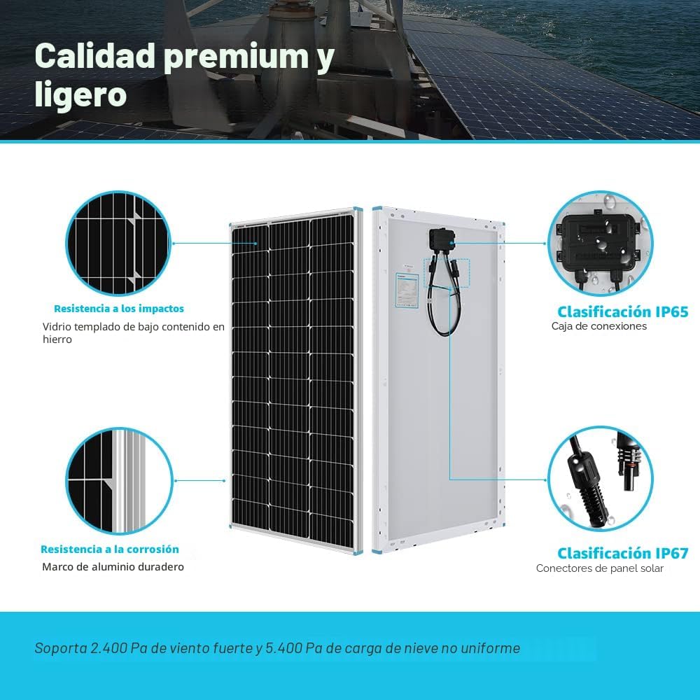 Renogy - Kit de panel solar monocristalino para caravana de 200 vat...
