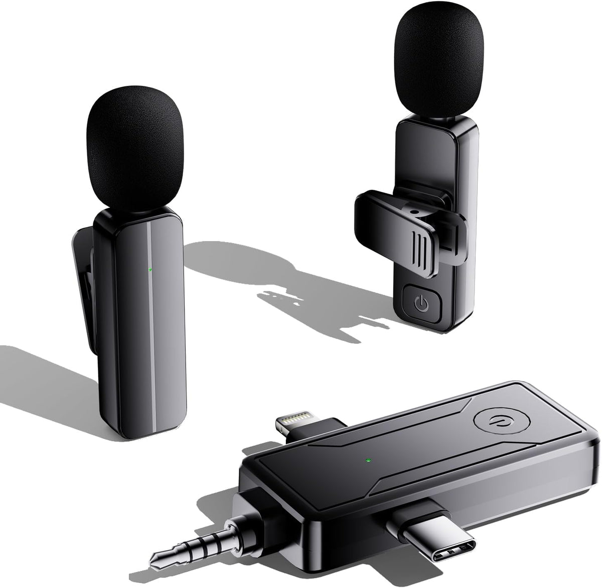 Paquete de 2 micrófonos inalámbricos de solapa Mini Lavalier para i...