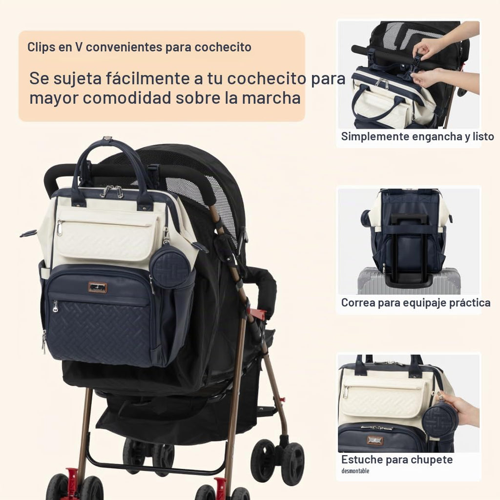 BabbleRoo Mochila de Pañales de Cuero, Bolsas Grandes Multifunciona...