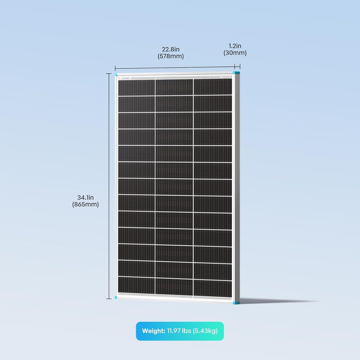 Renogy Panel solar bifacial 100W tipo N, 16BB 25% de alta eficienci...