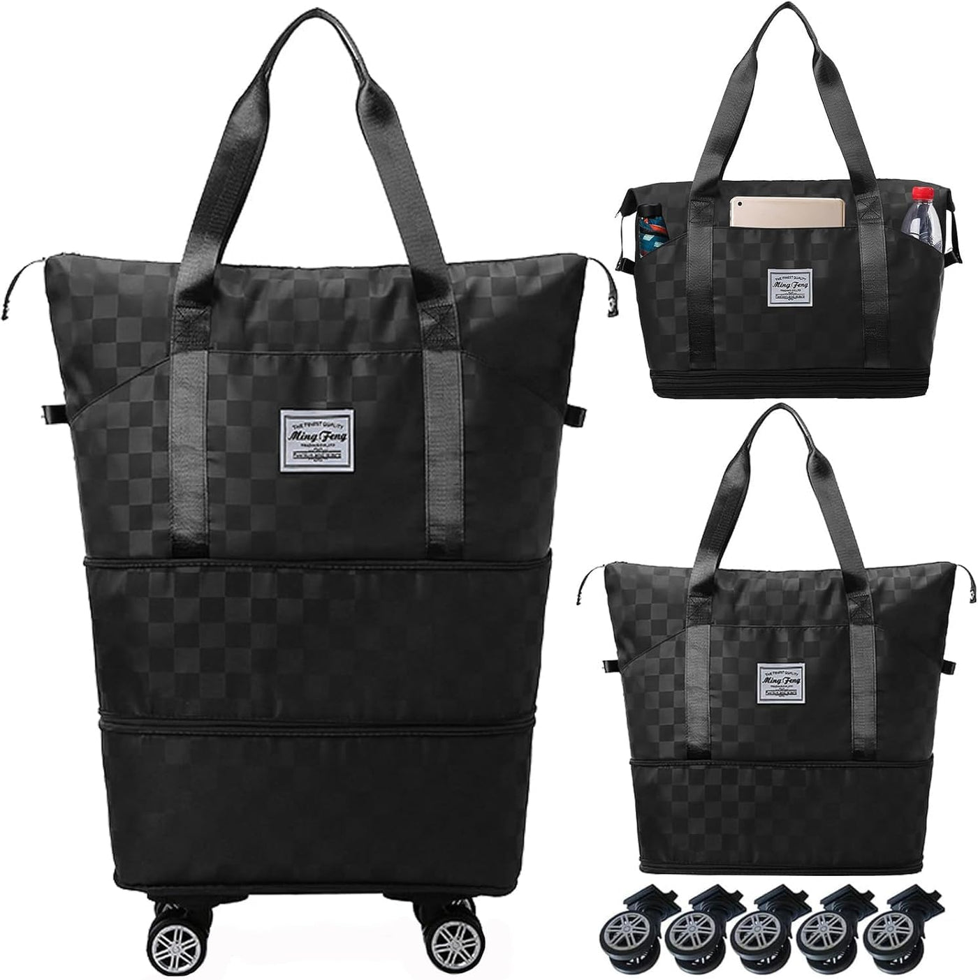 Maletas tipo bolsa de viaje plegables expandibles, ruedas giratoria...