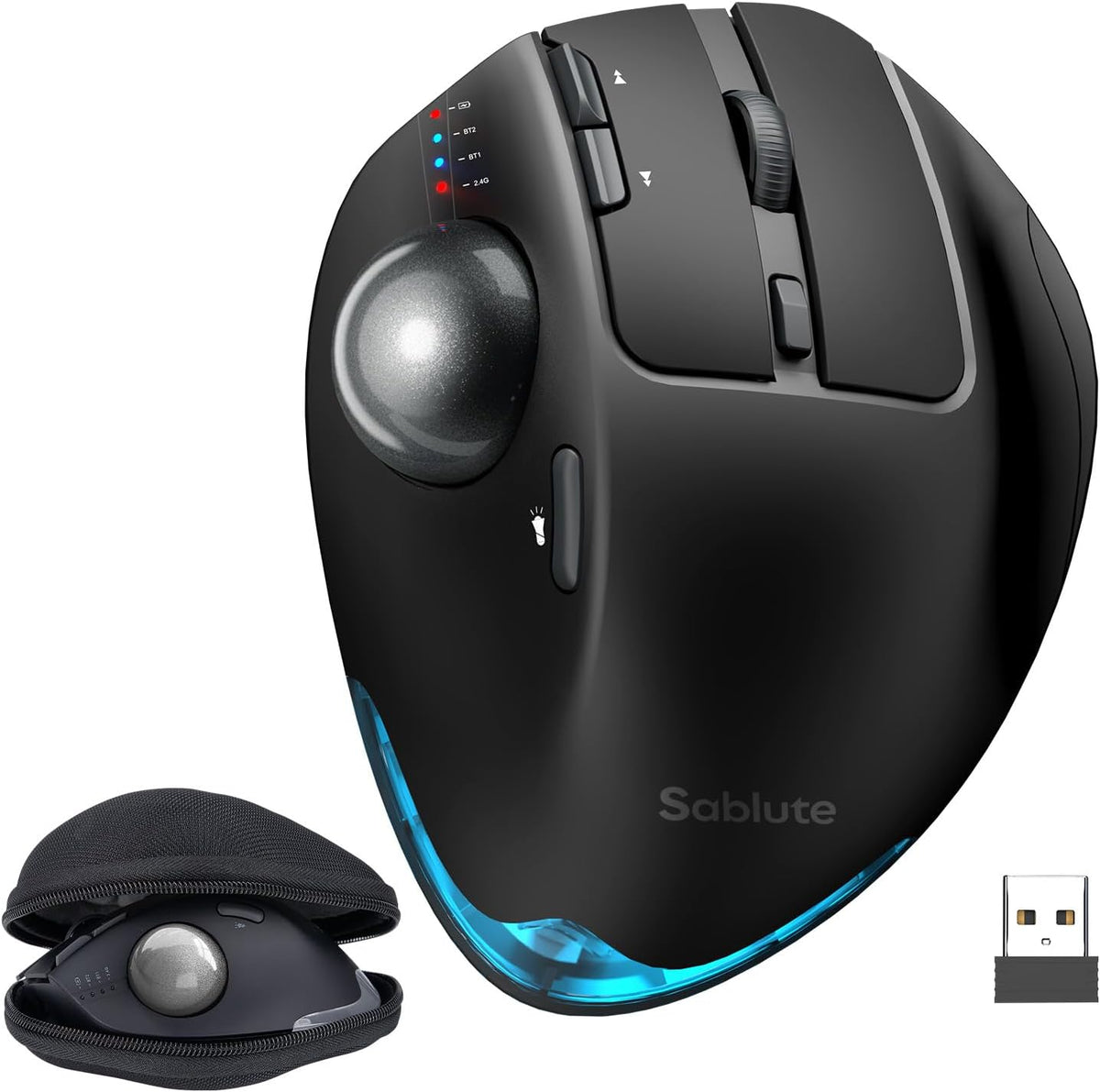 Ratón inalámbrico Trackball, ángulo ajustable recargable, con estuc...