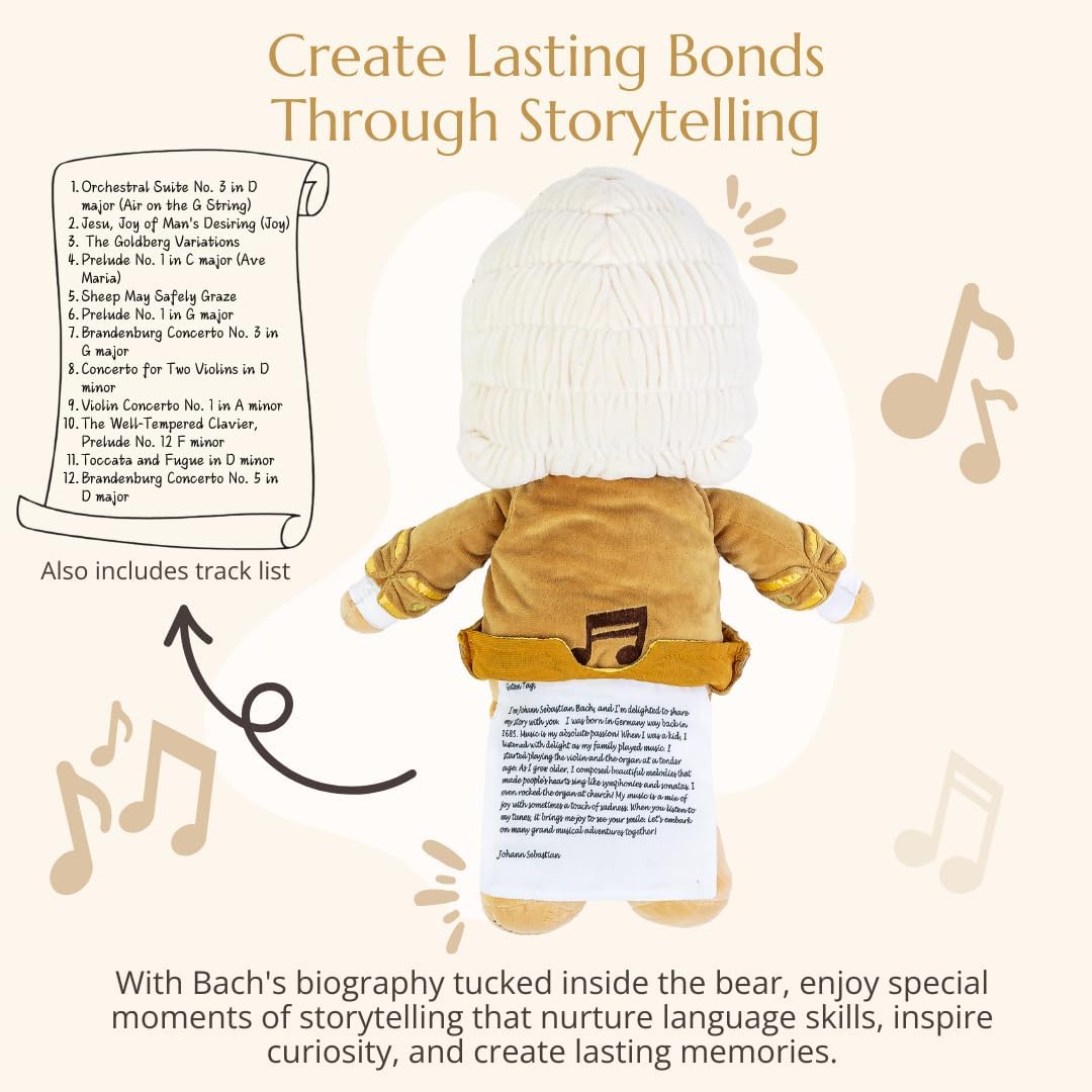Vosego Bach Virtuoso Bear - Juguete de peluche de doble modo con mú...