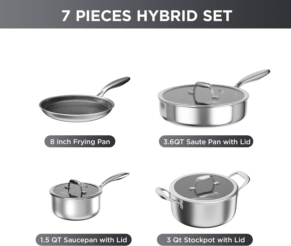 COOKER KING Juego de 7 piezas de utensilios de cocina de acero inox...