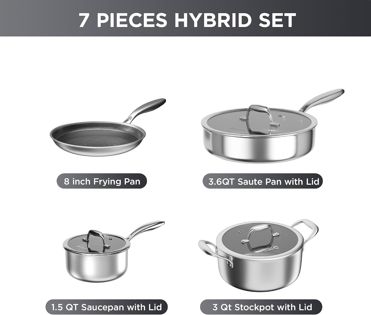 COOKER KING Juego de 7 piezas de utensilios de cocina de acero inox...