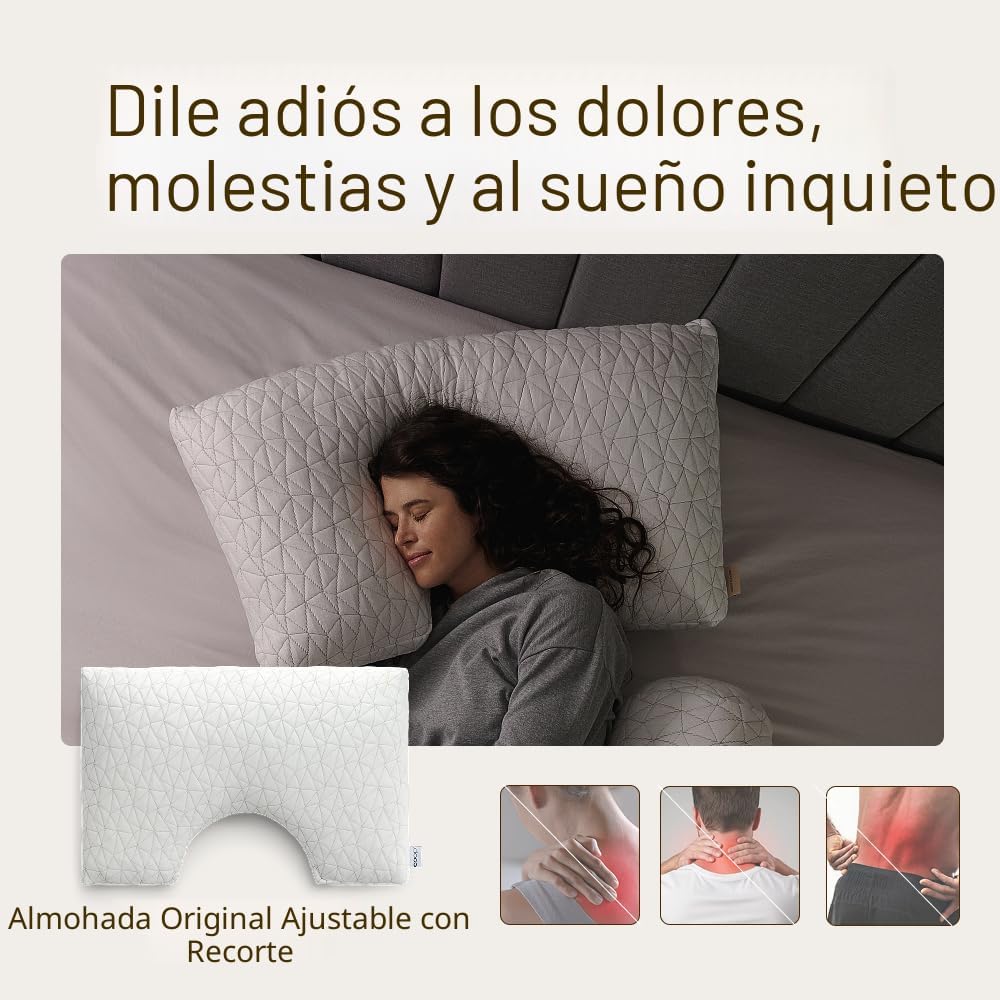 Coop Home Goods Almohada Ajustable con Recorte Original, Almohada d...