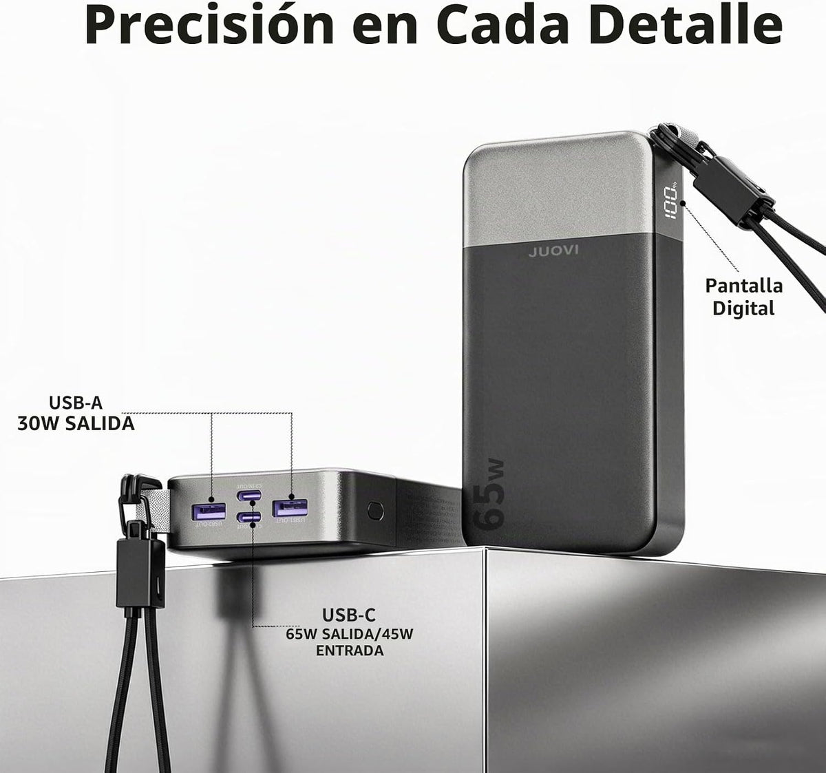 JUOVI Cargador portátil de 65 w para el banco de energía del ordena...