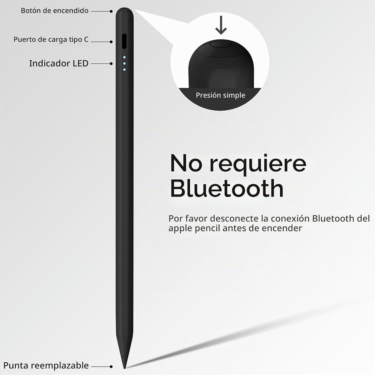 Lápiz óptico para iPad, lápiz capacitivo de carga rápida de 13 minu...