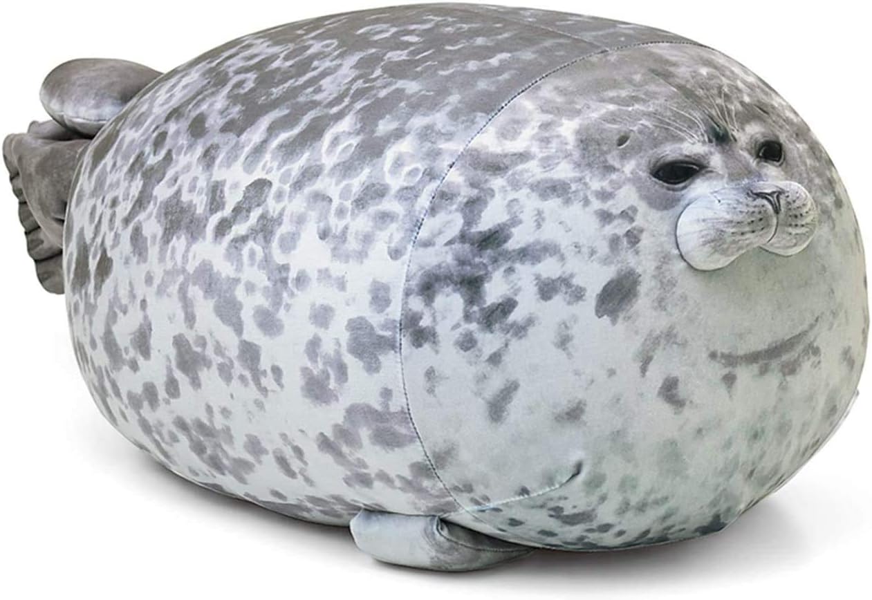 MerryXD Almohada de felpa de foca gordita, juguete de animal de fel...
