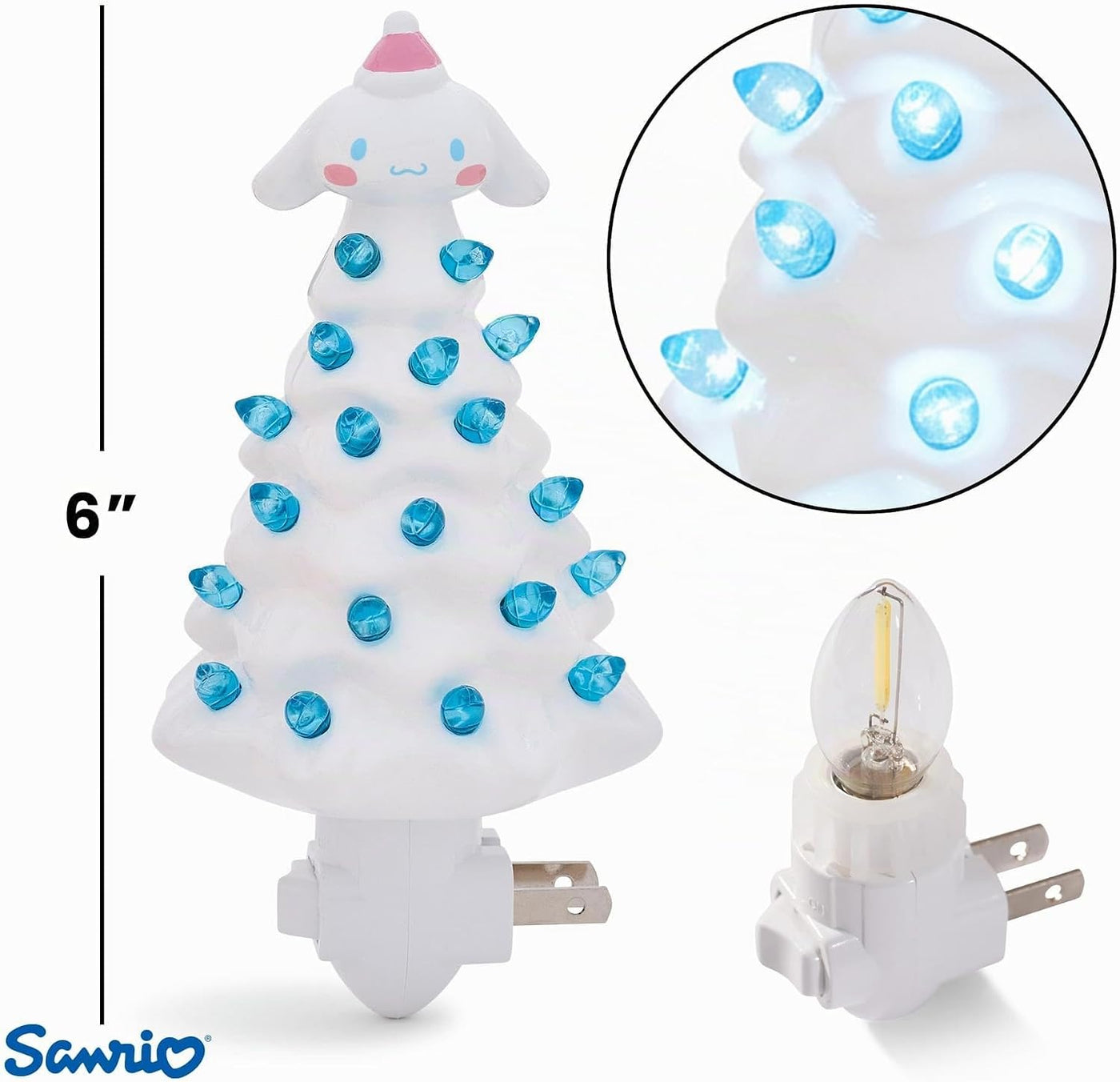 Ukonic Sanrio Cinnamoroll Enchufe de luz nocturna de árbol de Navid...