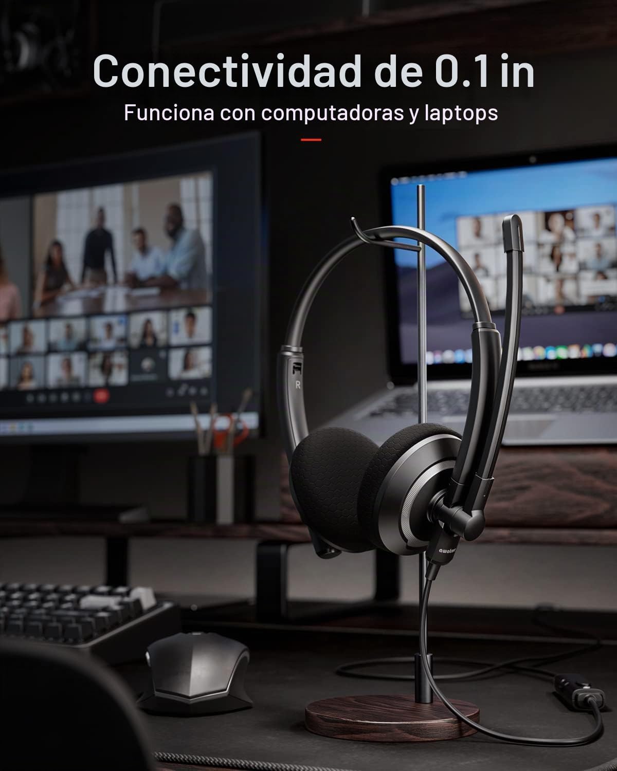 awatrue - Auriculares con cable con micrófono para PC y portátil -...