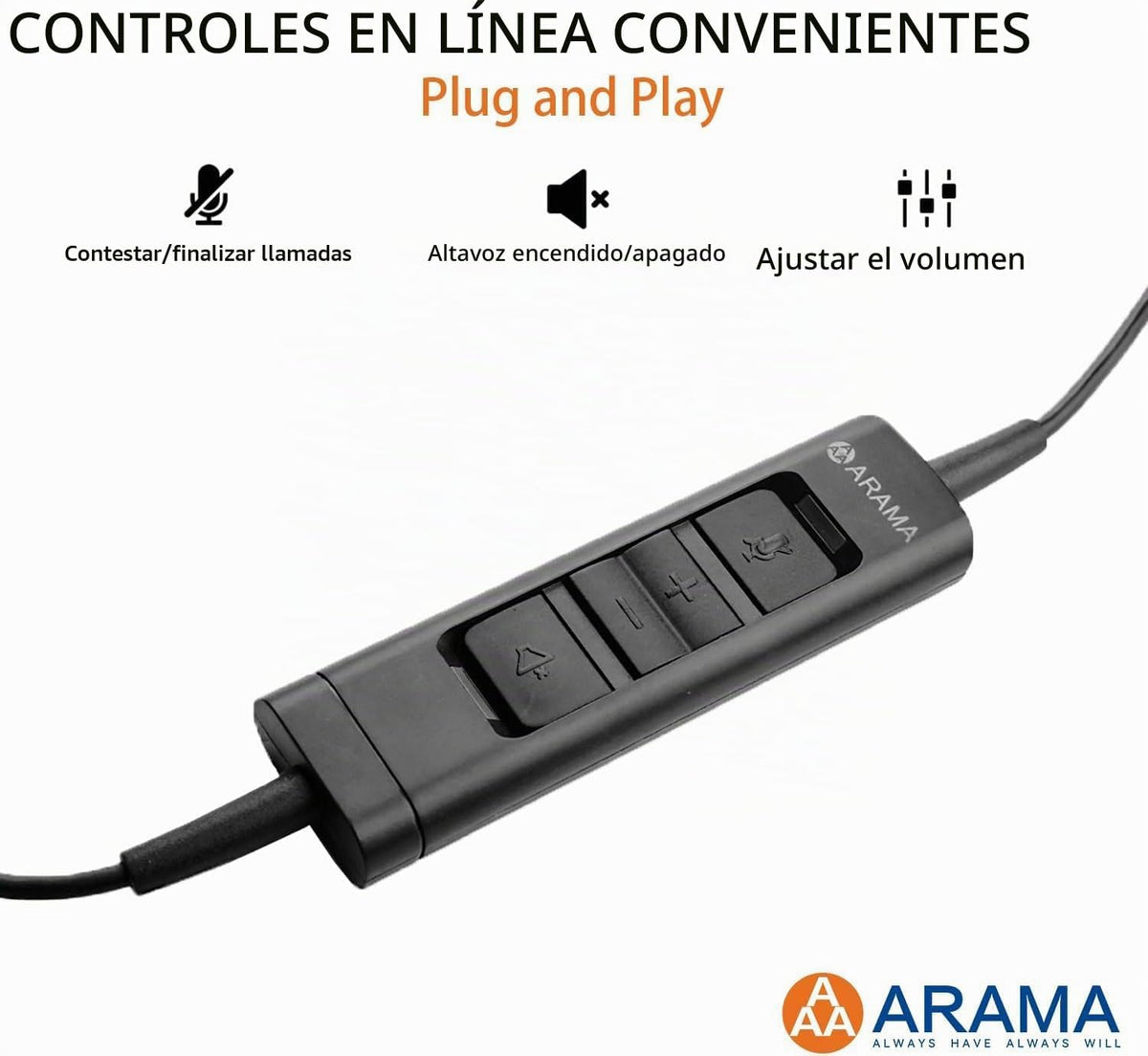 Arama - Auriculares USB con micrófono para PC, auriculares de compu...