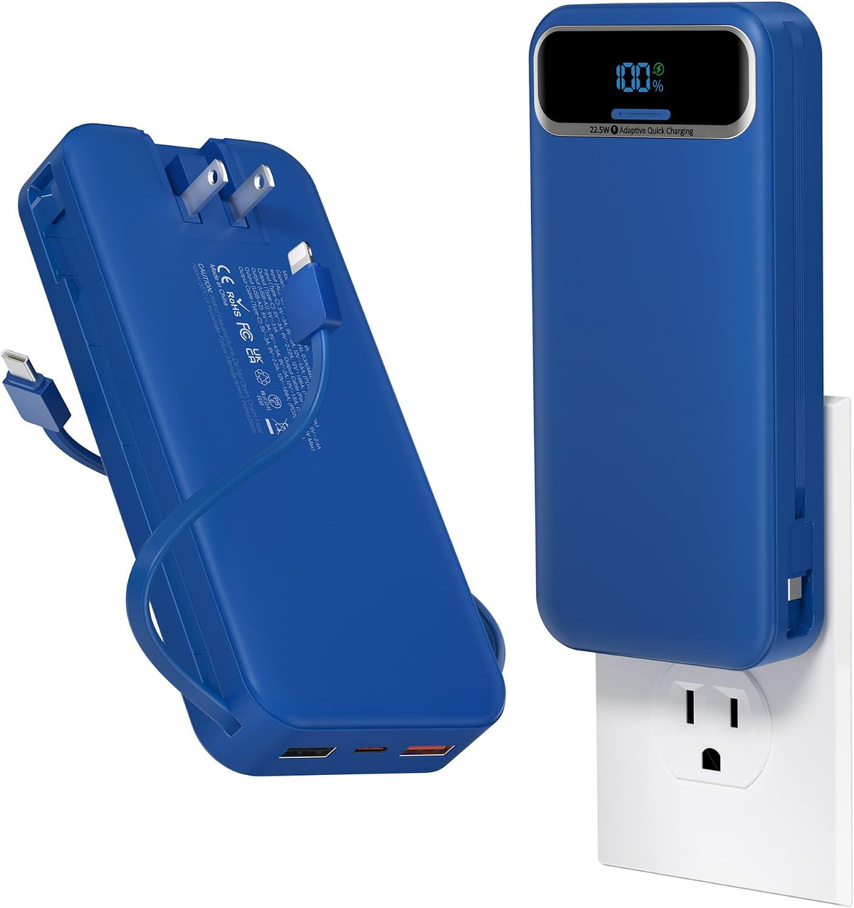 aonidi Cargador portátil de 20000 mAh con cables integrados y enchu...
