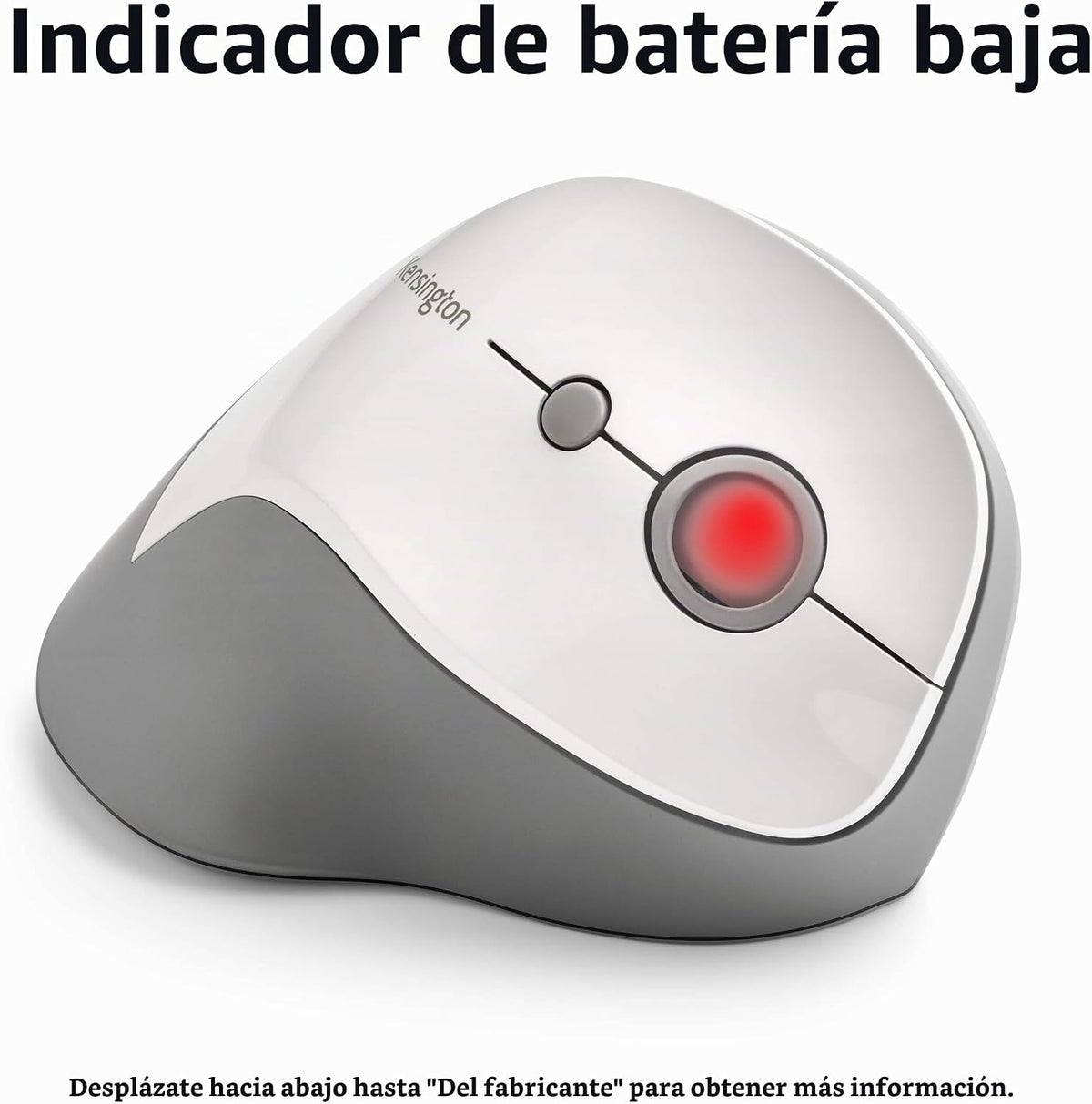 Kensington Pro Fit Ergo - Ratón inalámbrico vertical, color gris, b...