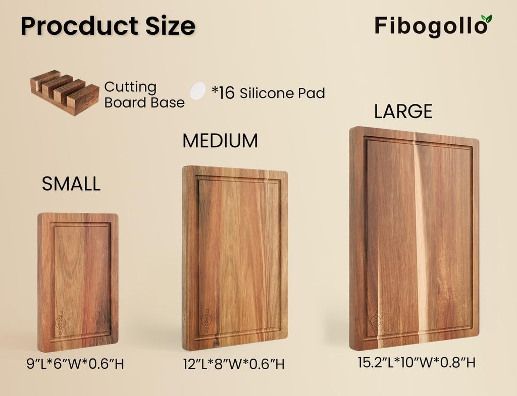 Fibogollo Tablas de cortar de madera de acacia para cocina (juego d...