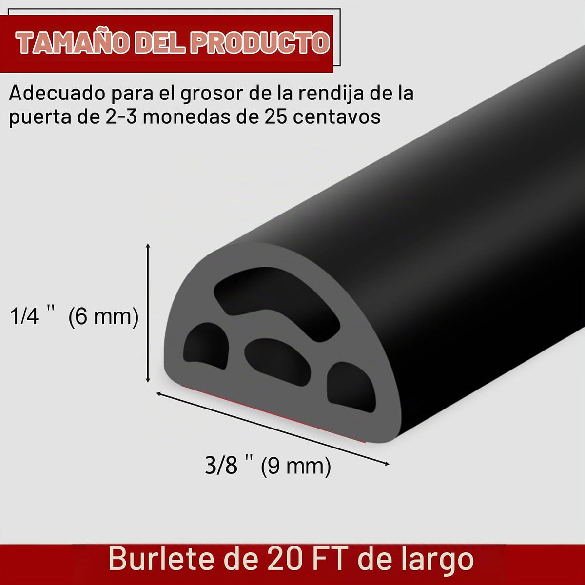 Sello de goma EPDM de 20 pies, sello de goma autoadhesivo para vent...