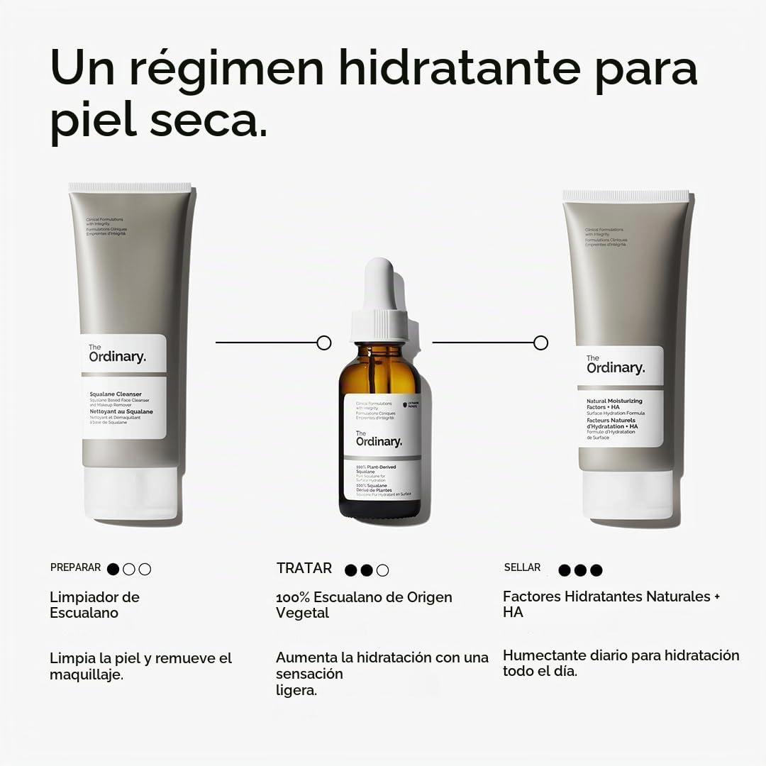 The Ordinary Squalane 100% derivado de plantas, para piel y cabello...