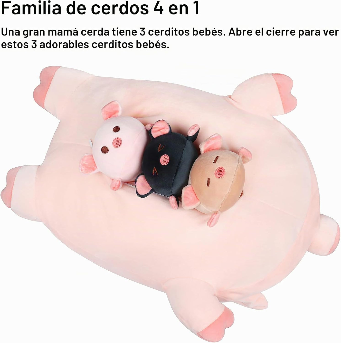 Achwishap 4 peluches de cerdo, 19.6 pulgadas, mamá y 3 bebés de cer...