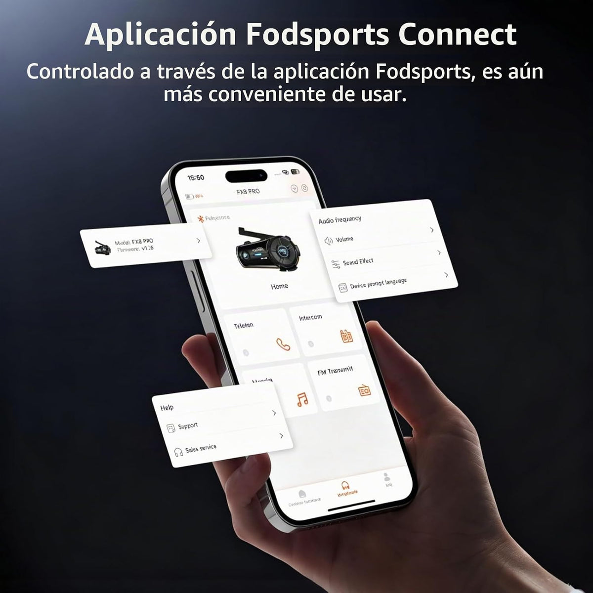Fodsports FX8 PRO - Intercomunicador Bluetooth para motocicleta, si...
