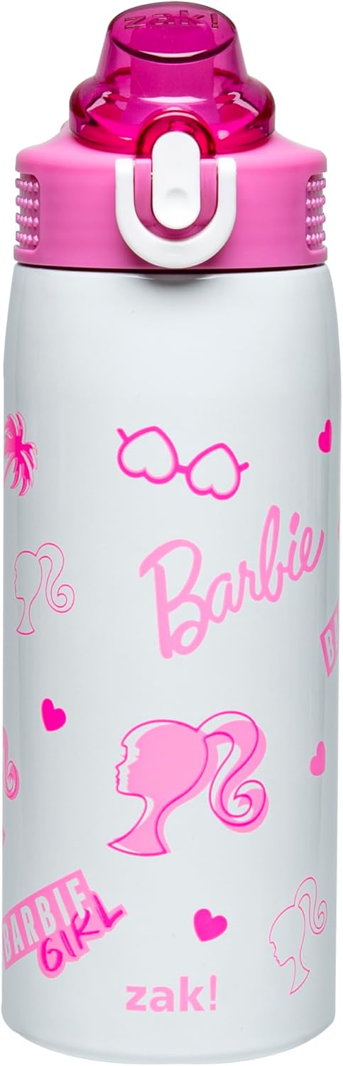 Zak Designs Barbie Sage Botella de agua para niños con pajita a pru...