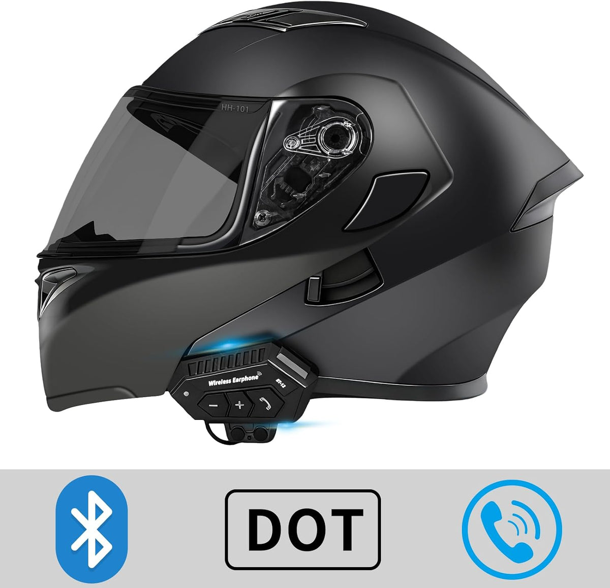 Casco de motocicleta Bluetooth modular, NVSIO, con aprobación DOT F...