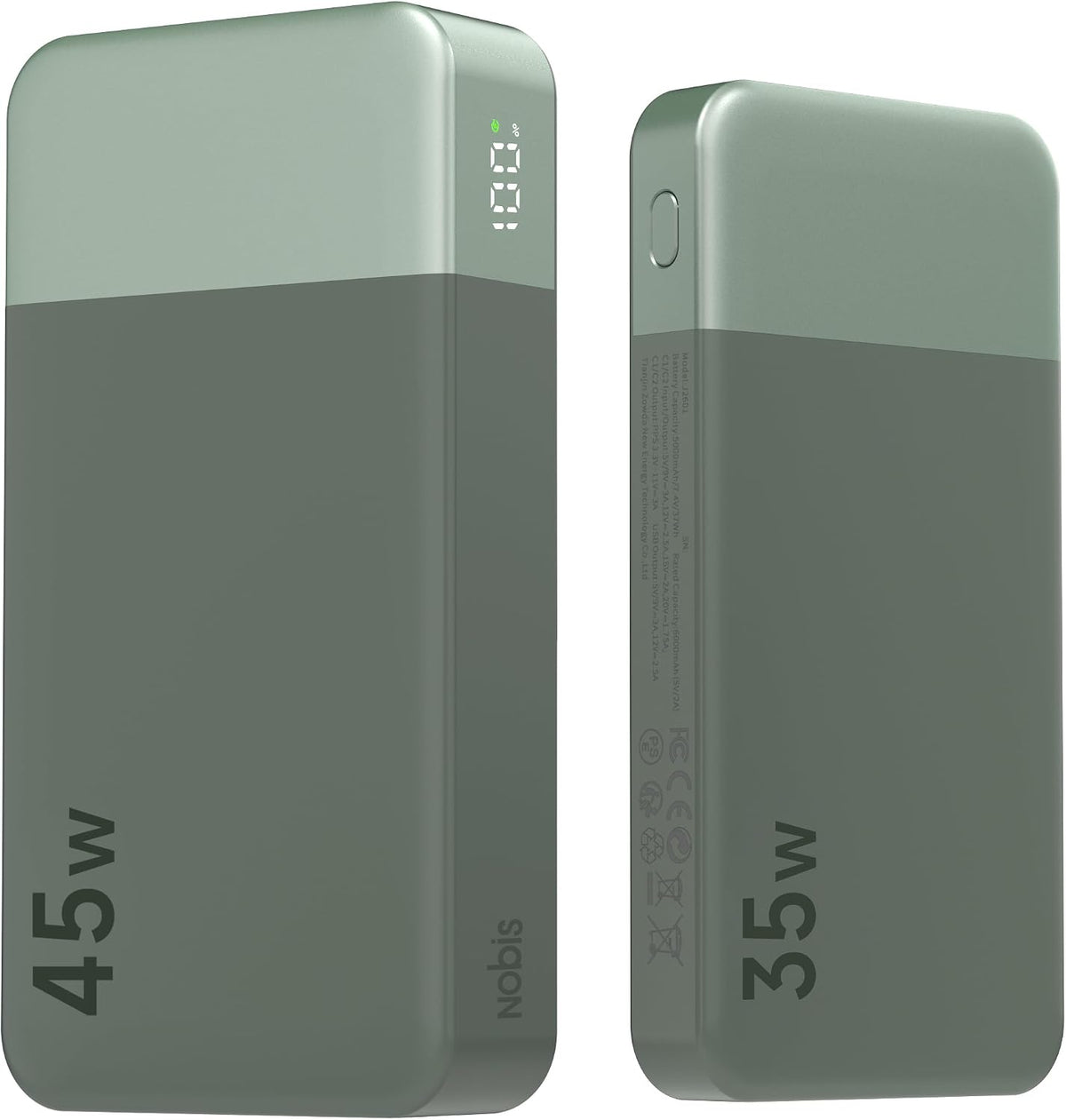 NOBIS Cargador portátil, 45W 20000mAh Power Bank y 35W 10000mAh Pow...