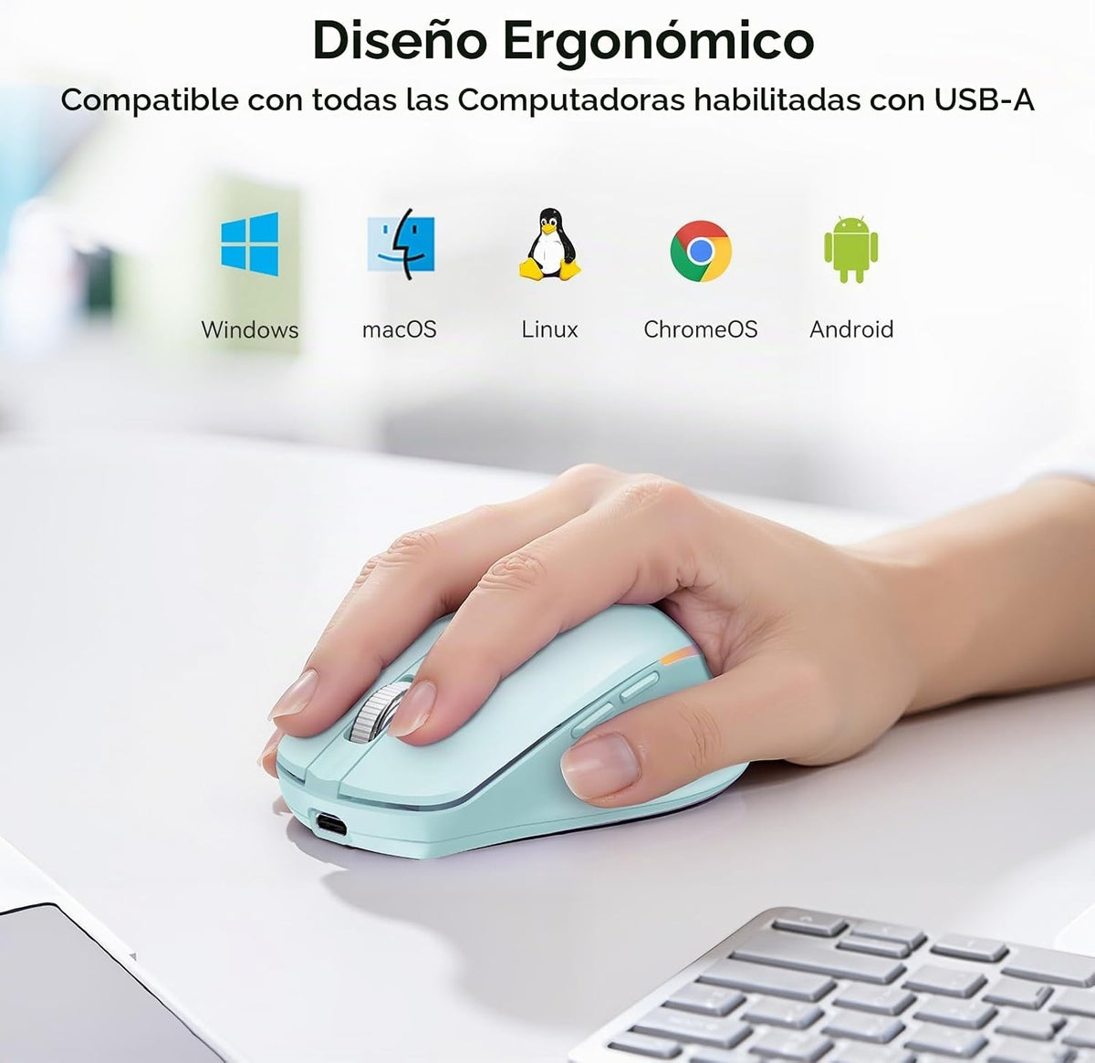 TECKNET Ratón inalámbrico Jiggler, mouse recargable con motor de mo...