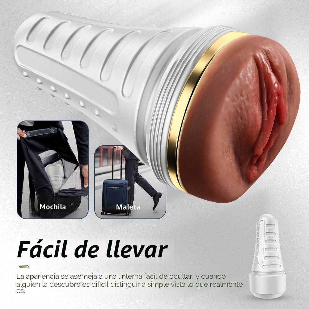 Masturbador masculino realista de bolsillo, vagina texturizada con...
