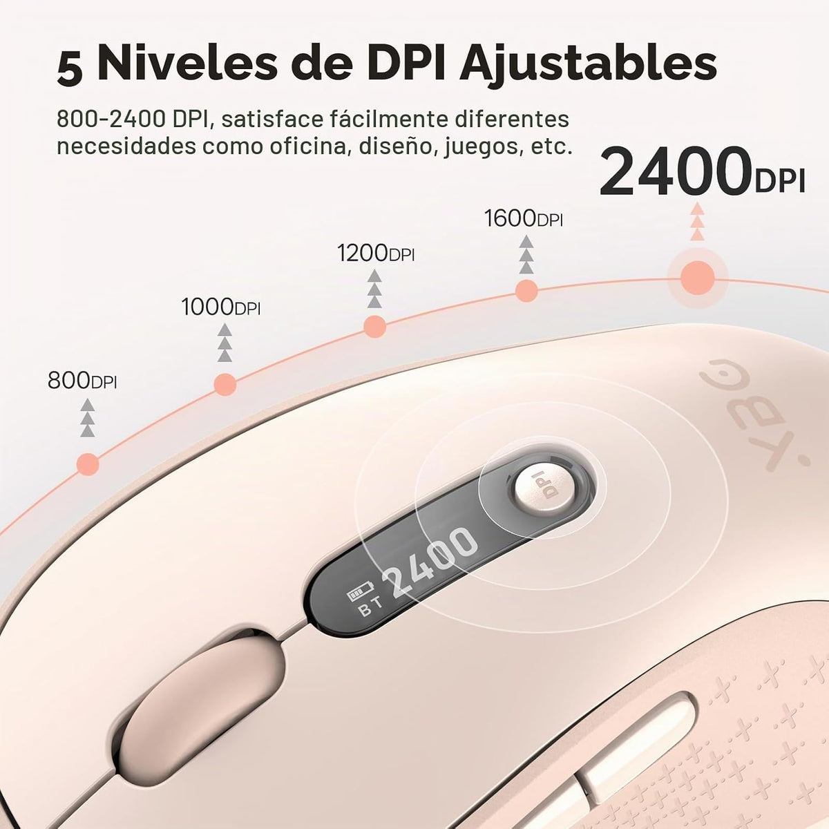 XBG B15Pro Ratón Bluetooth inalámbrico trimodo con pantalla LED par...