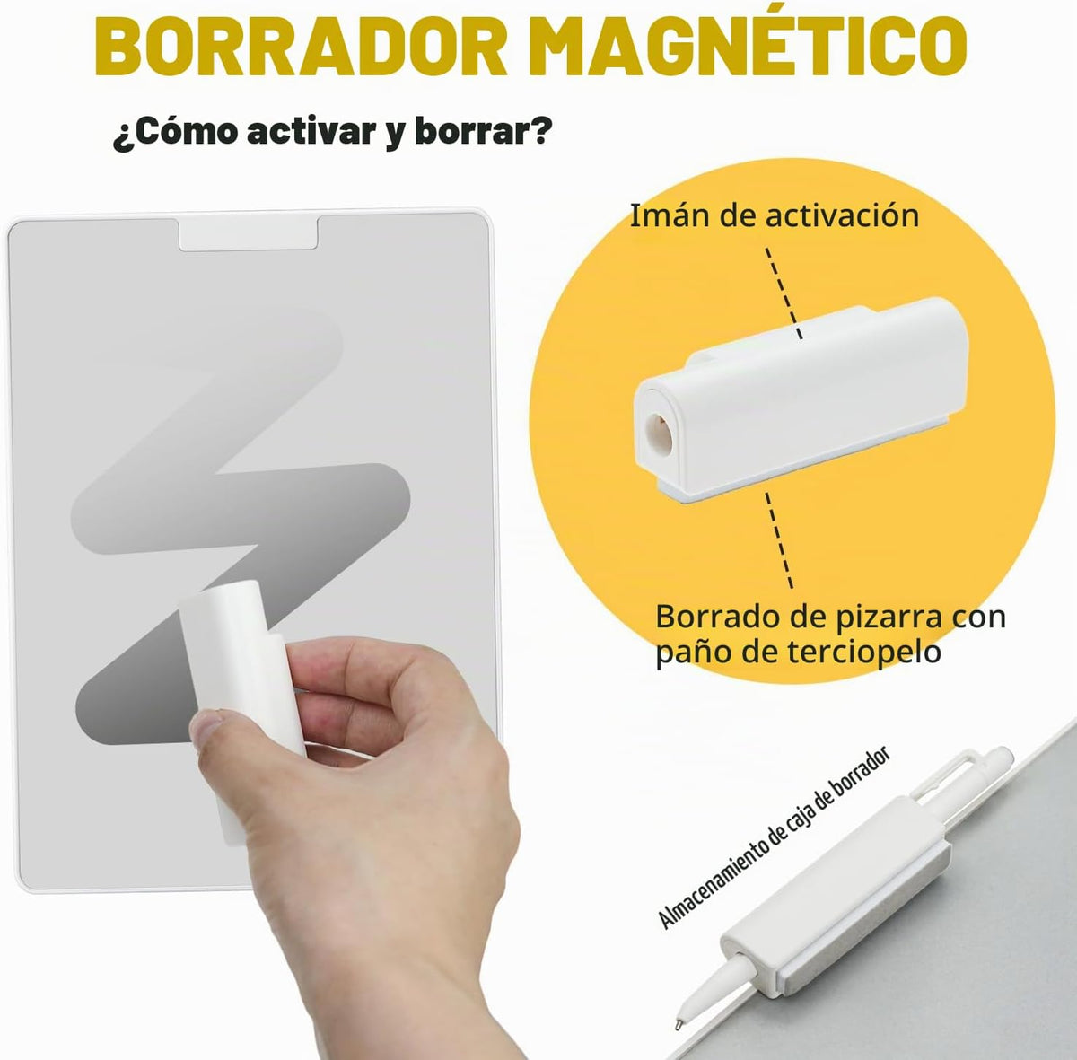 Cobers Bloc de notas portátil con bolígrafo magnético y borrador pa...