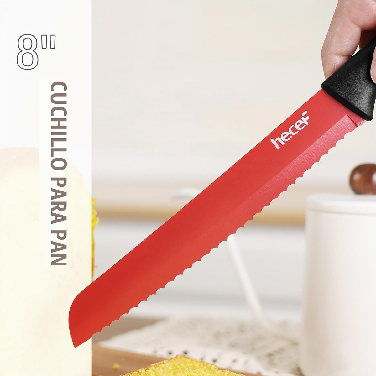 hecef Juego de cuchillos de cocina de 13 piezas con bloque de mader...