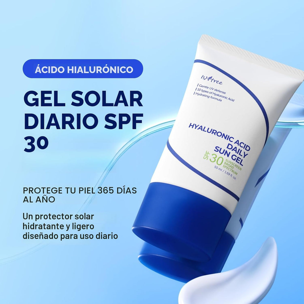 ISNTREE Gel solar diario de ácido hialurónico 1.7 fl oz, 1.69 fl oz...