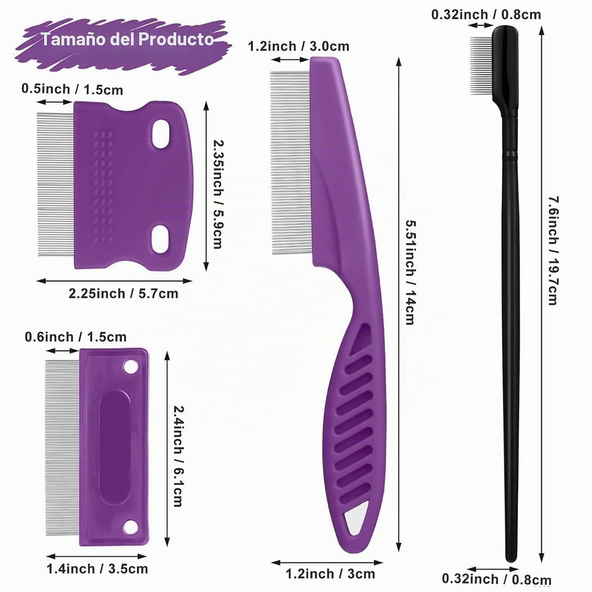 Fullhawl - 5 peines quitamanchas para ojos de perro, color morado,...