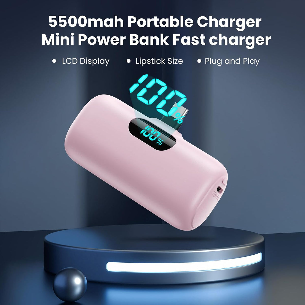 Kioson Mini cargador portátil 5500mAh Power Bank, 15W PD USB C telé...