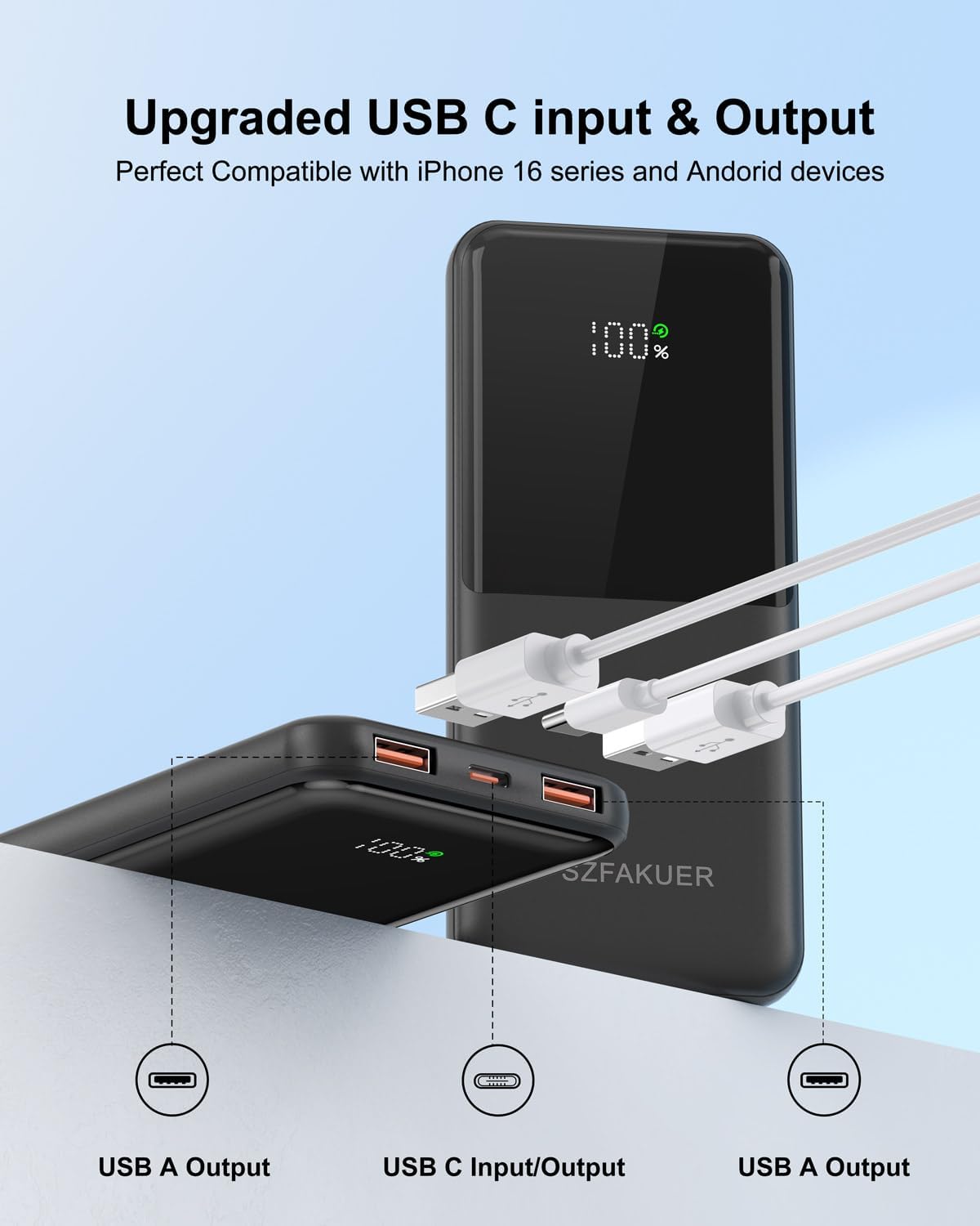 Szfakuer Cargador portátil, banco de energía delgado de 10000 mAh,...