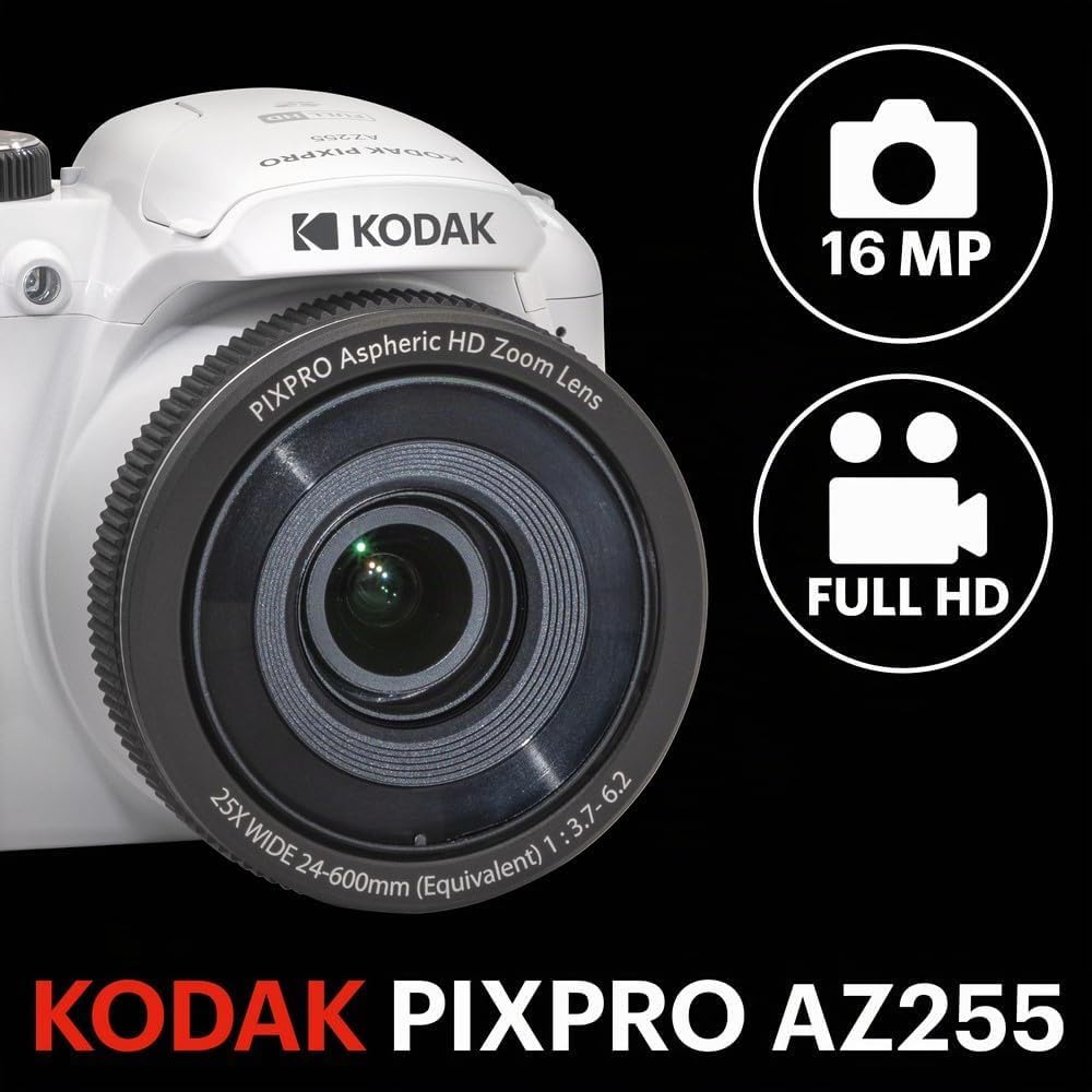 KODAK PIXPRO AZ255 - Cámara digital de 16 MP, zoom óptico de 25x, A...