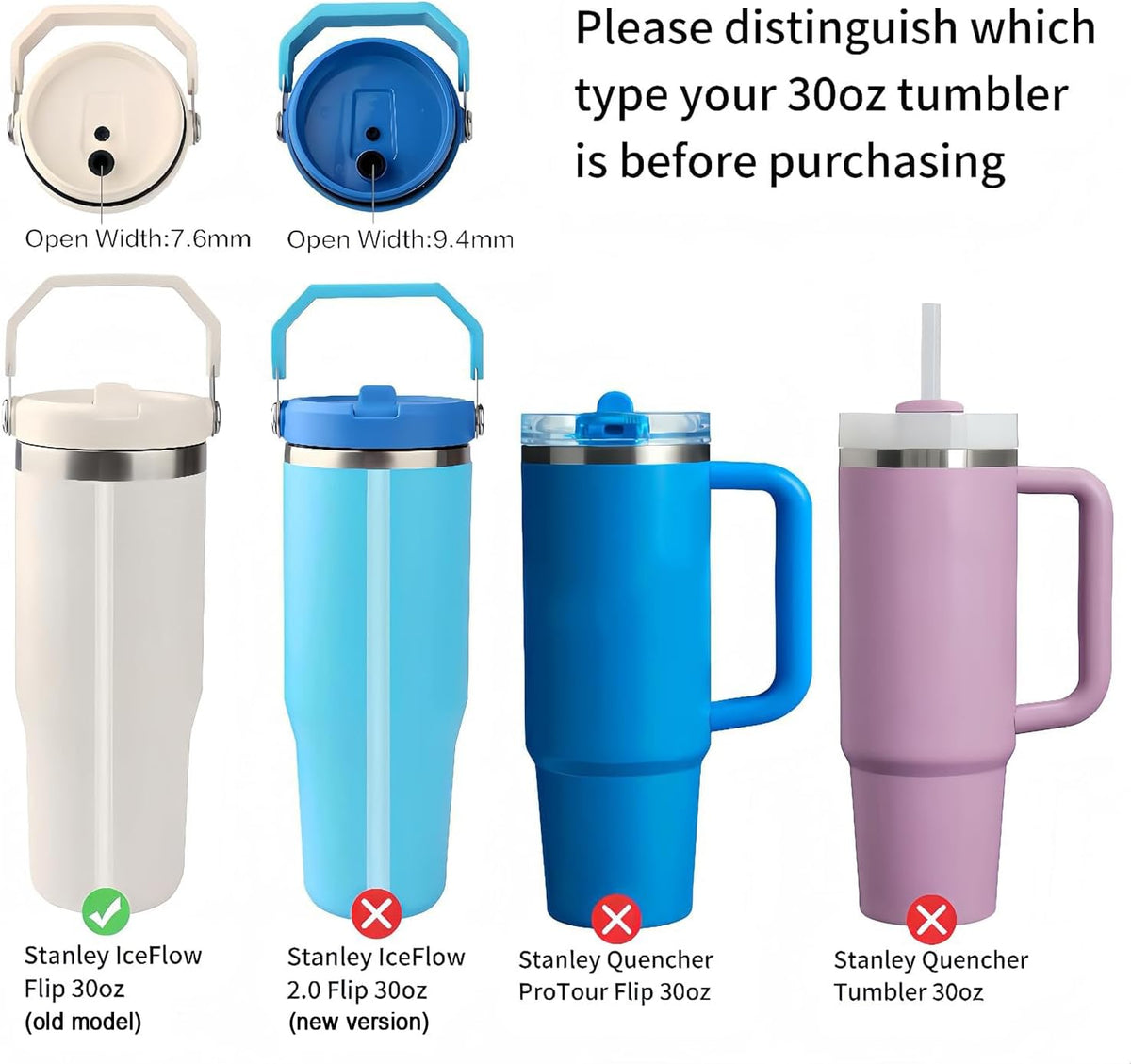 Bubrike Pajitas de repuesto, solo compatibles con vaso Stanley IceF...
