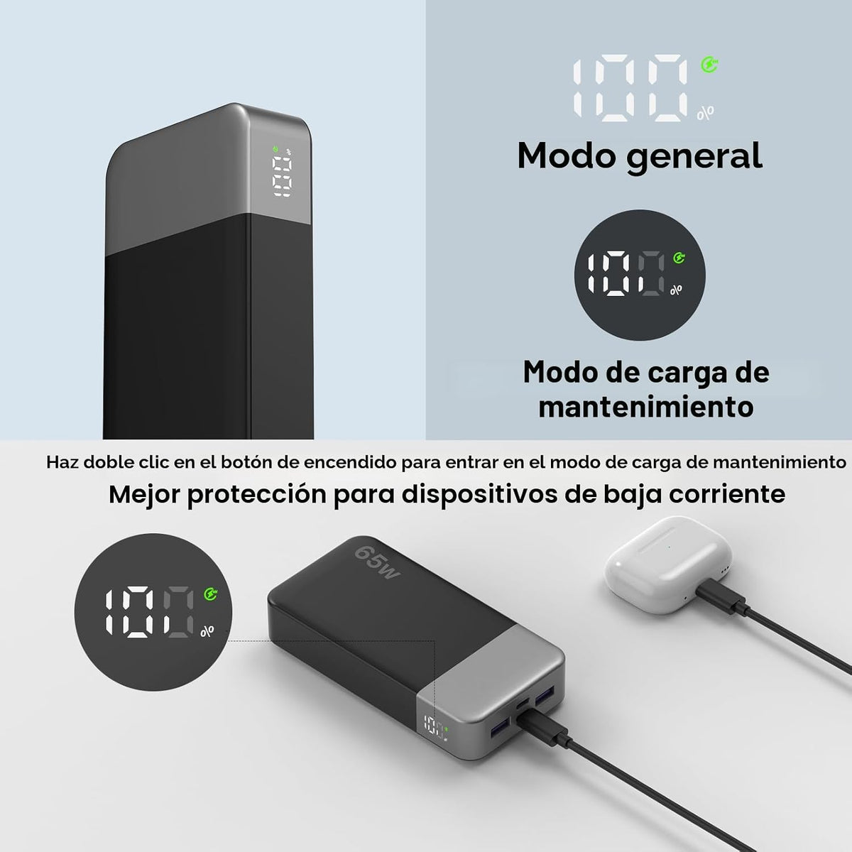 NOBIS Cargador portátil 20000mAh 65W Power Bank Carga rápida | Banc...