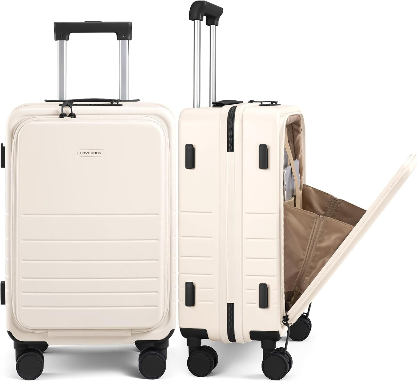 LOVEVOOK Equipaje de mano, Beige claro, Elegante y funcional
