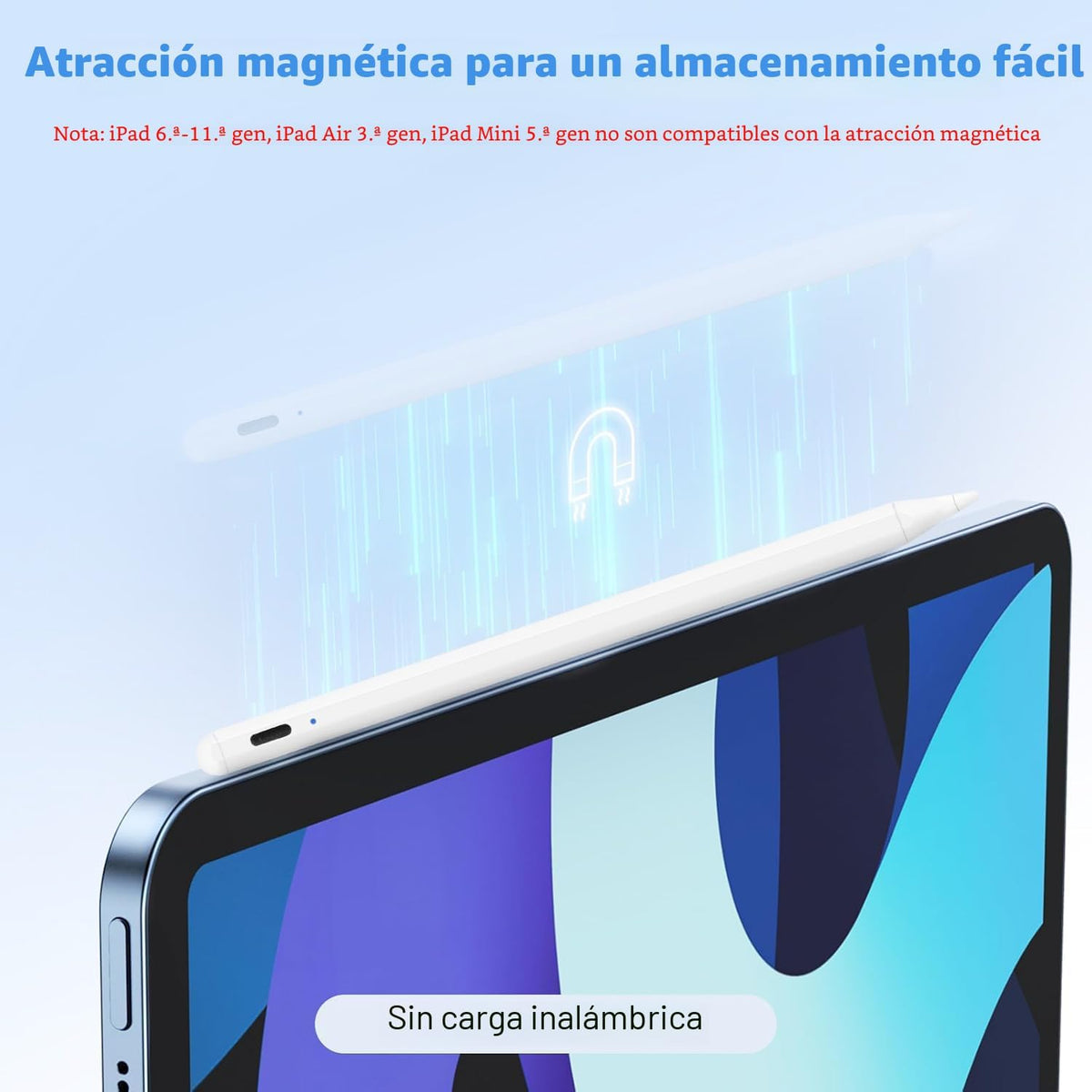 Lápiz capacitivo para iPad A16 11ª\/10ª rechazo de palma y carga rá...