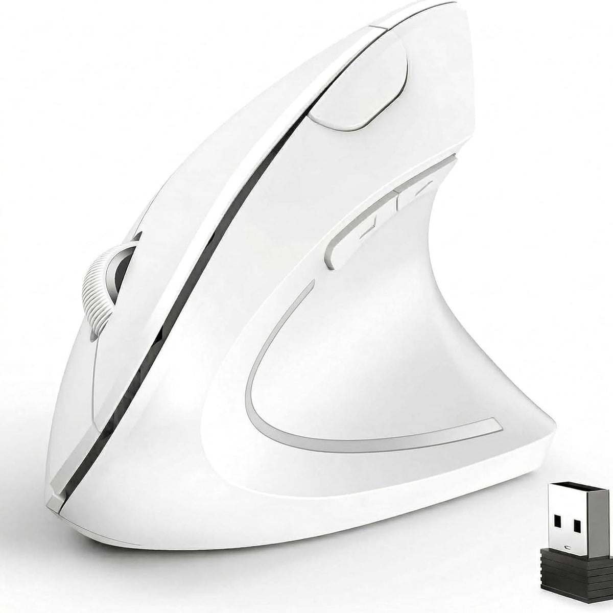 tlkawzy Ratón inalámbrico vertical ergonómico, elegante, recargable...