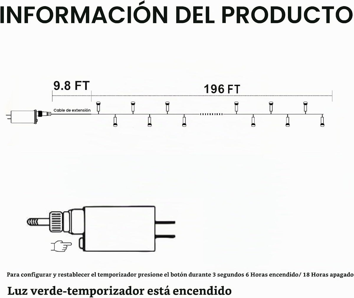 TW SHINE Luces de Navidad, 600 luces LED de 196 pies de Navidad enc...