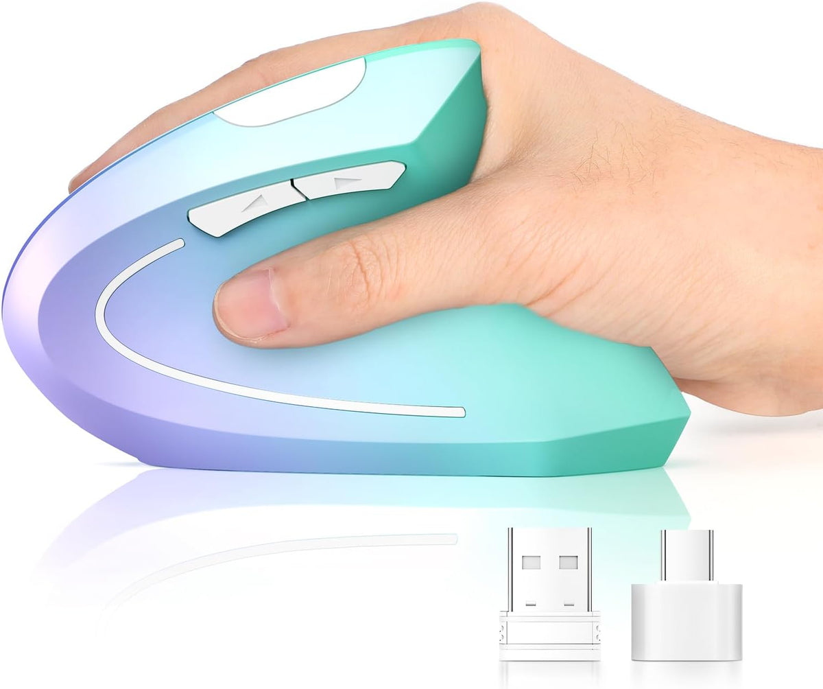 Lekvey Ratón ergonómico, ratón inalámbrico vertical USB C recargabl...