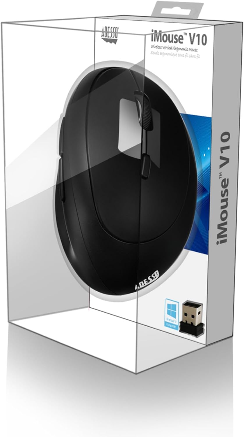 Adesso iMouse V10-2.4GHz - Mini ratón ergonómico vertical inalámbri...