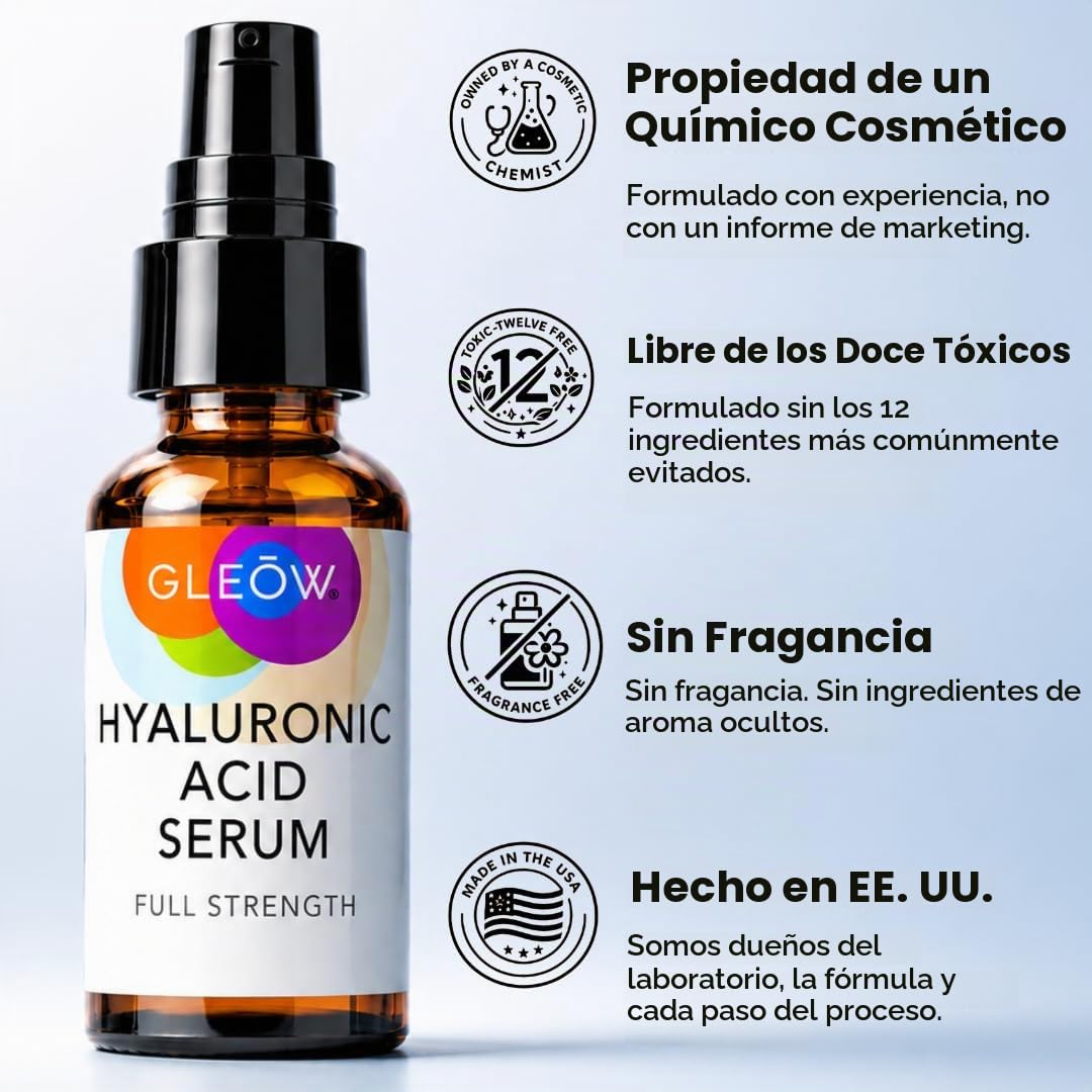 GLEOW Nuevo suero de ácido hialurónico puro 2024 para la cara, suer...