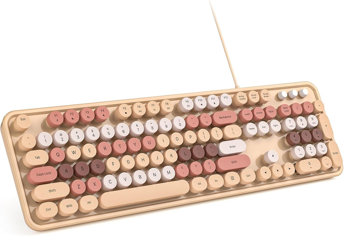 MOWUX Teclado de Computadora con Cable, Plug and Play USB Teclado R...
