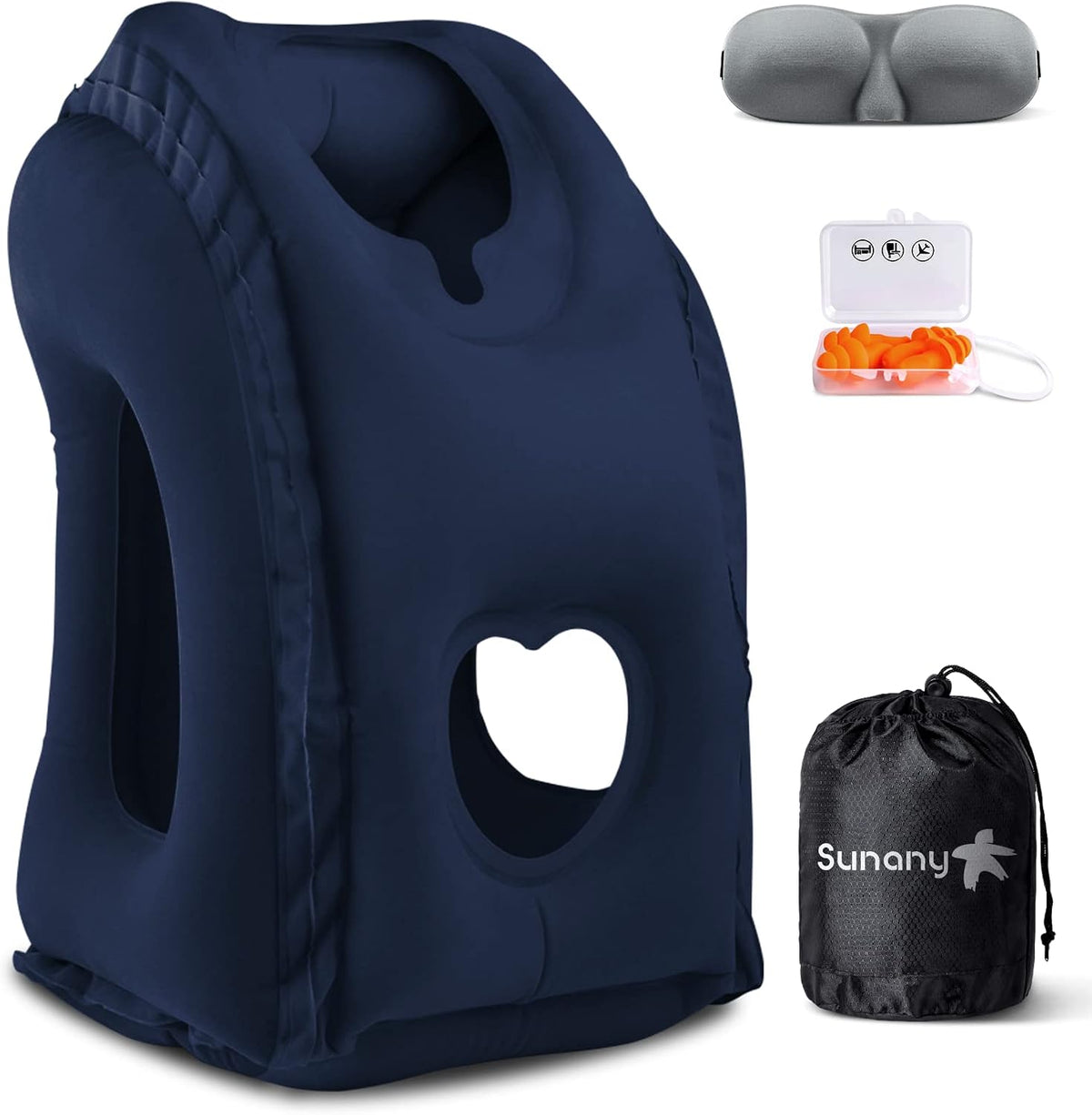 Almohada inflable del viaje para el cuello del avión y la lumbar, u...