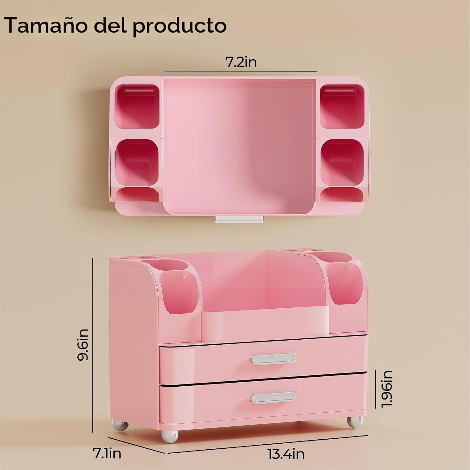 UFORU Organizador de maquillaje para tocador con 2 cajones grandes,...