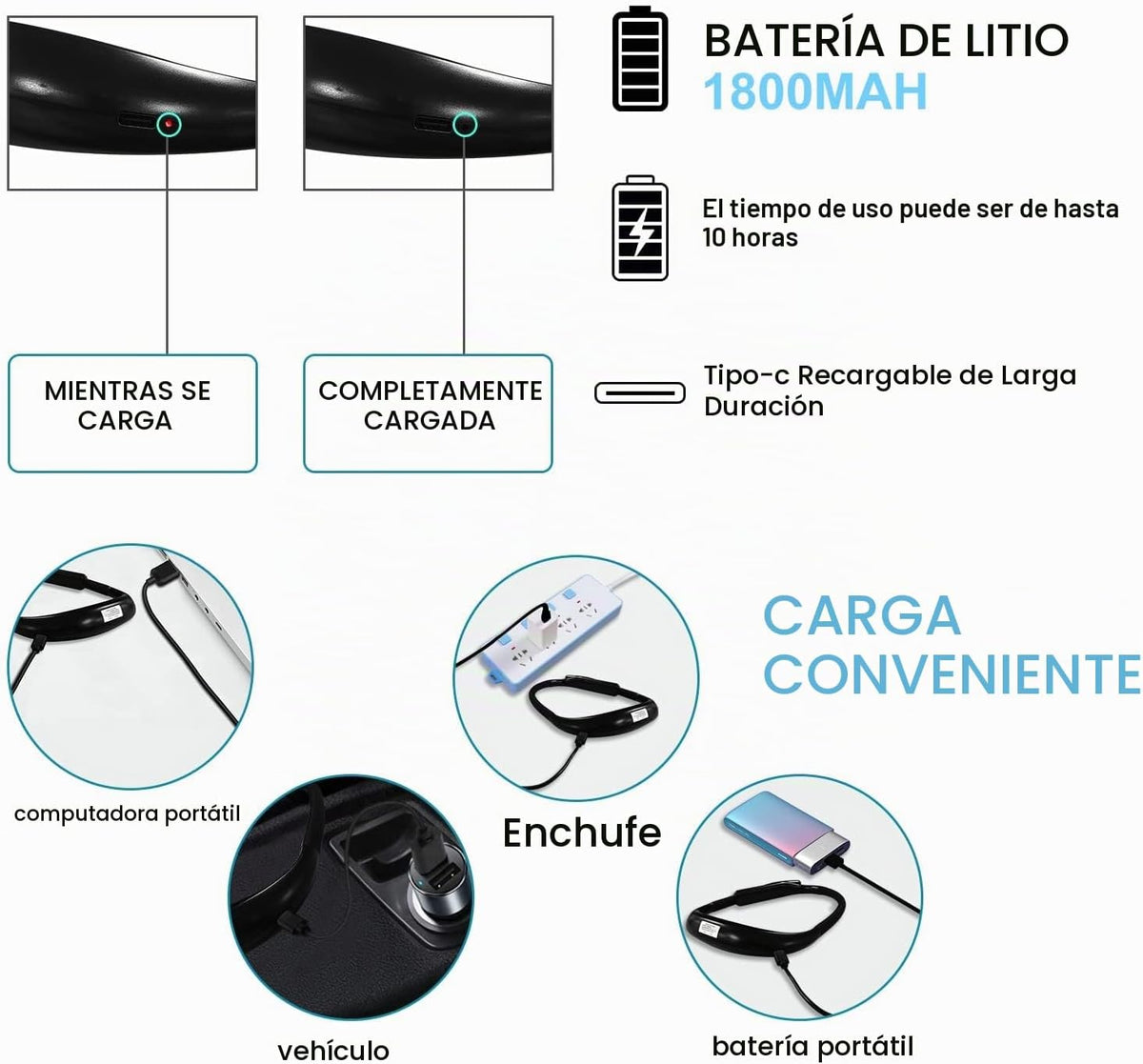 LALAKU - Luz de lectura LED para el cuello, luces de libro para lee...