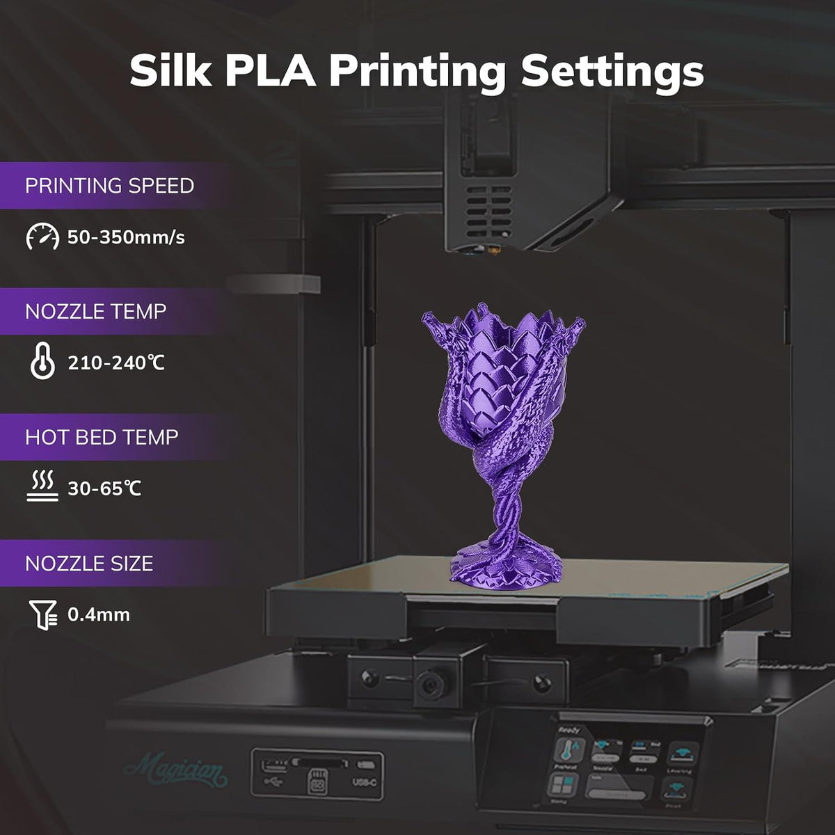AMOLEN - Filamento de impresora 3D de seda PLA, filamento brillante...